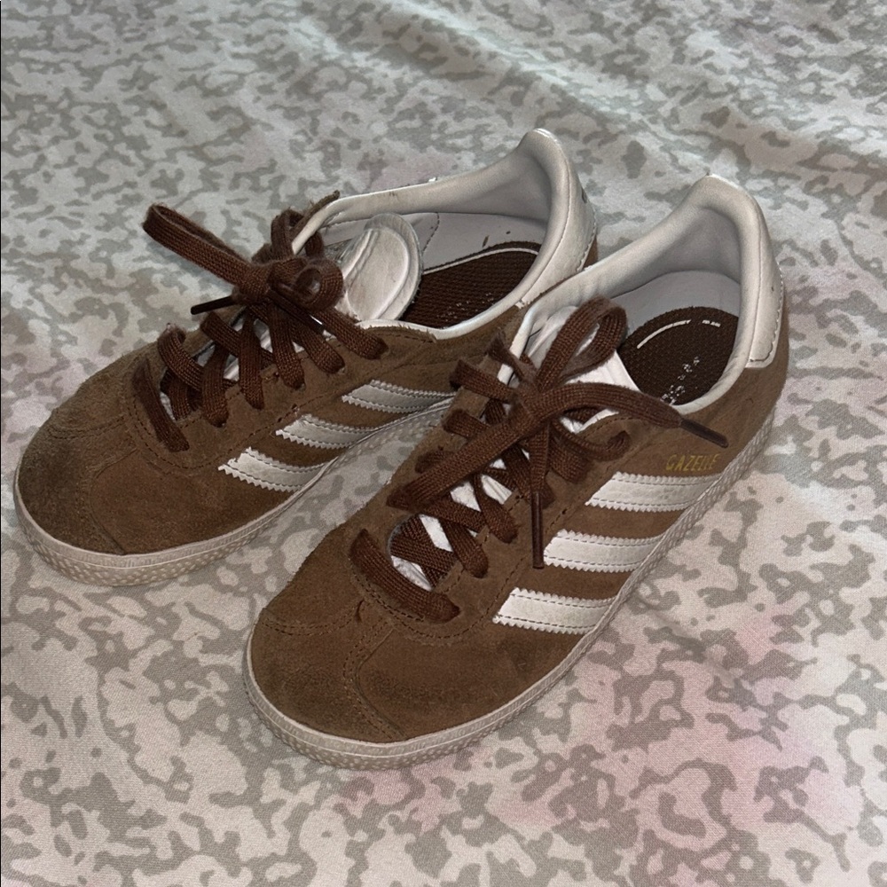 Adidas Brown and White Suede Sneakers